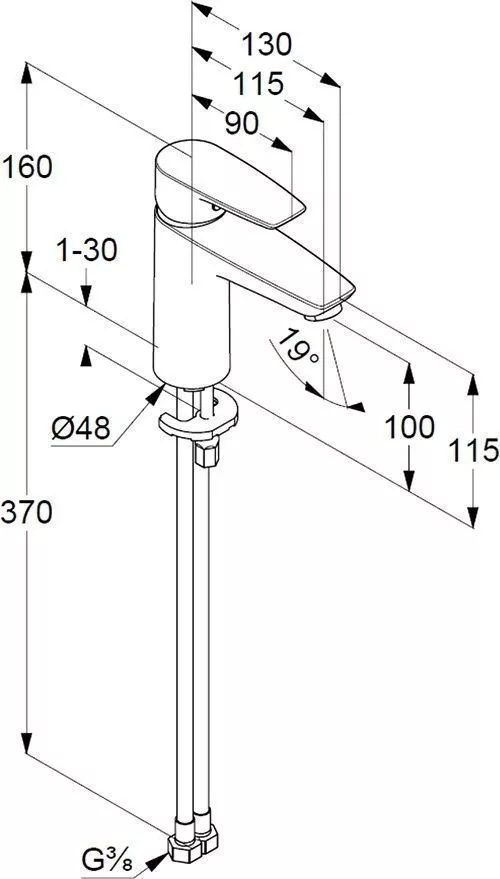 Смеситель для раковины 11см Kludi Pure Solid 342920575