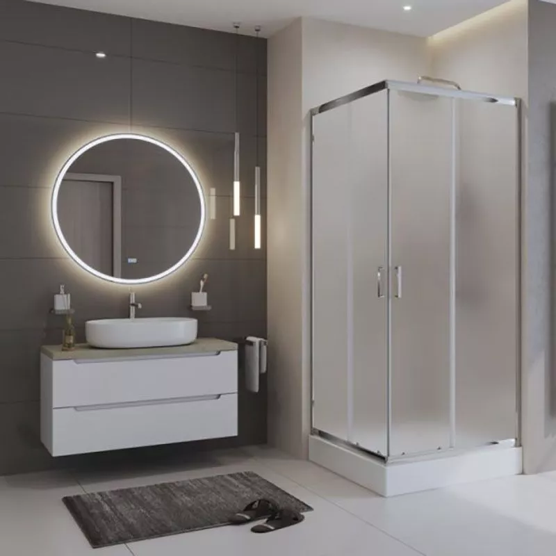 Душевой уголок 90-90-195 раздвижной 4сек рифленое хром BelBagno Uno UNO-195-A-2-90-P-Cr