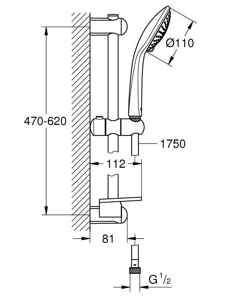 Душевой гарнитур 62см лейка полочка круг Grohe Euphoria Champagne 27232001