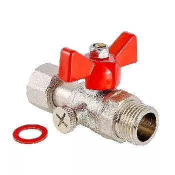 Кран шаровой для подключения манометра 1/2 ВН бабочка красная Valtec VT.806.N.0404