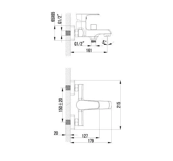 Смеситель для ванны короткий Lemark Plus factor LM1612C