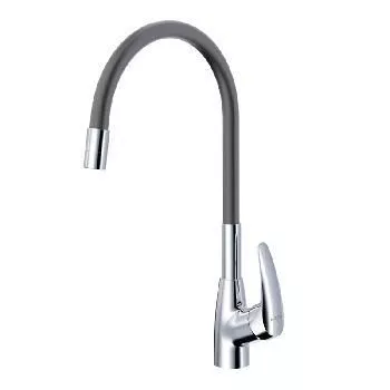 Смеситель для кухни гибкий гайка силикон серый/хром Avrora Kitchen AV9007G
