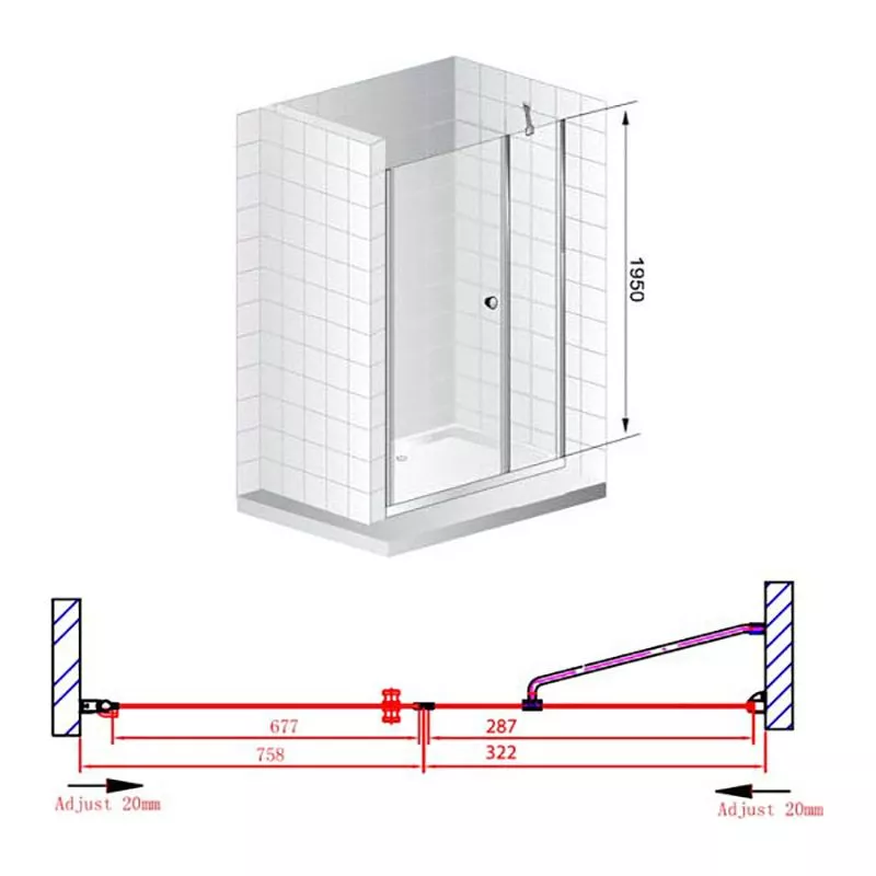 Дверь душевая CEZARES Elena 80см+Панель CEZARES универсальная боковая ELENA-W-80-C-Cr+VE-W-30-FIX-C-Cr