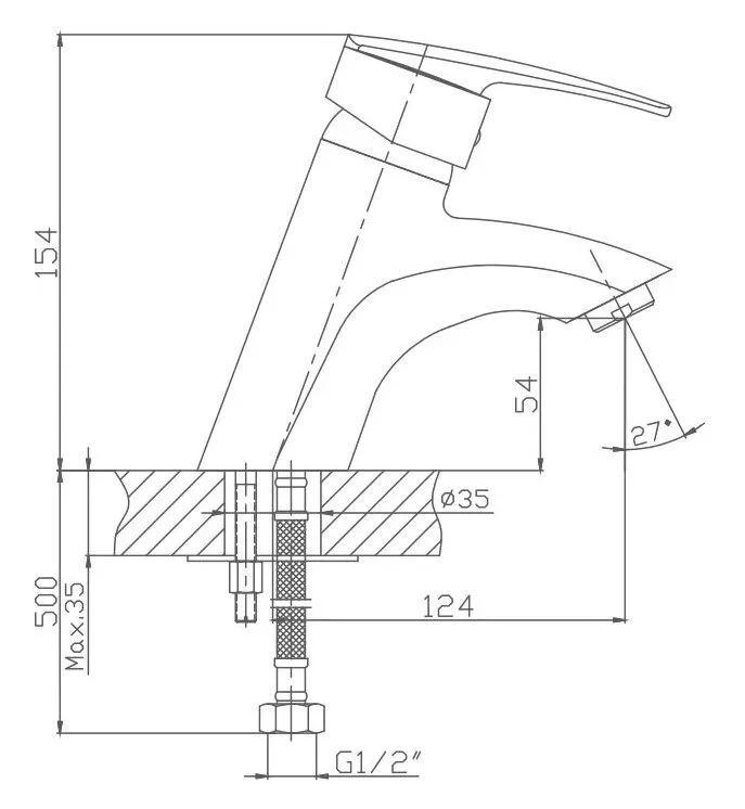 Смеситель для раковины 12см Хайба HB1006