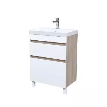 Тумба  60см 2ящ белый/дерево Iddis Zodiac с рак 3506000i28 ZOD6ABFi95K