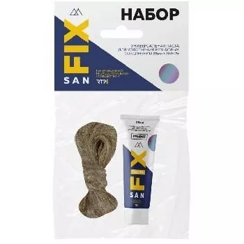 Паста уплотнит для резьбы  25гр + лен 7гр туба графит Sanfix 40713