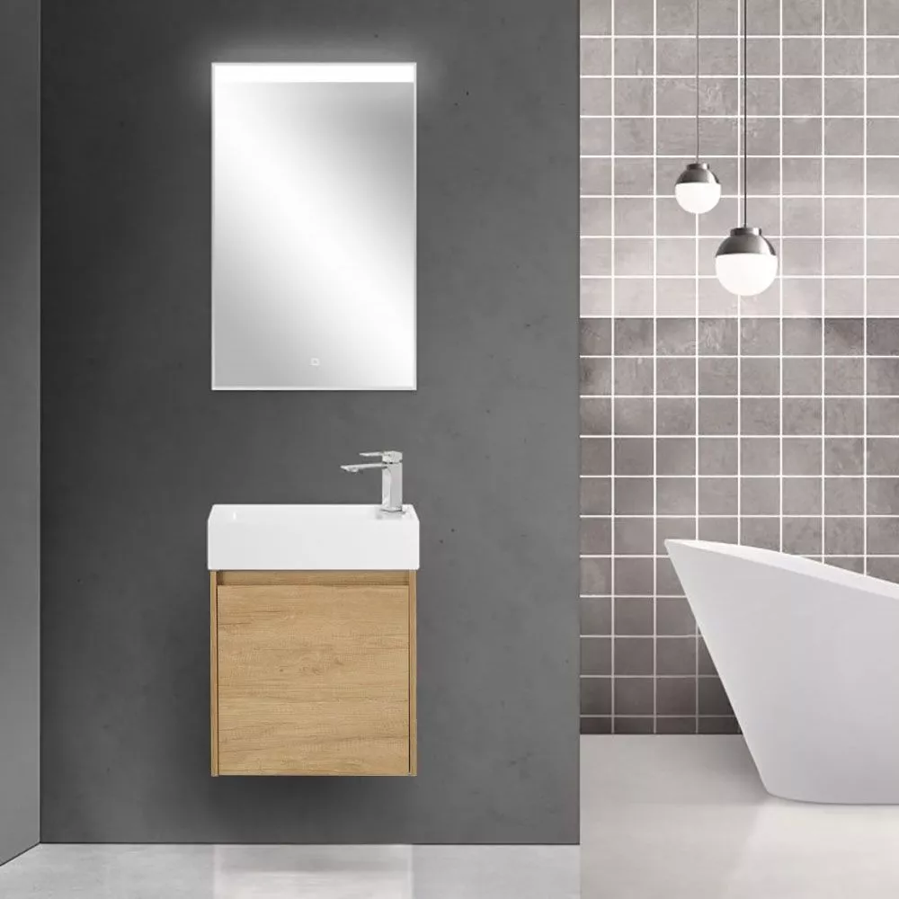 Тумба подвесная  50см 1дв левая дерево Belbagno Kraft Mini с рак 7045-KL (Rovere Nebrasca Nature) KRAFT MINI-500/260-1A-SO-RNN-L + 7045-KL