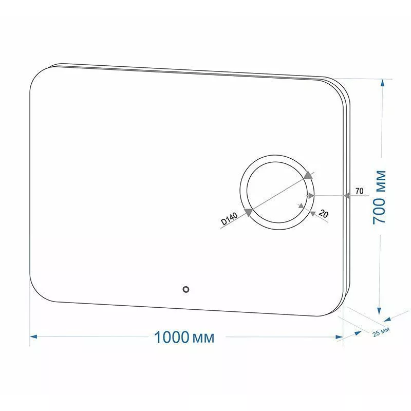 Зеркало 100ш-70в-2,5г свет сенсор увелич зеркало Континент Elegant LED