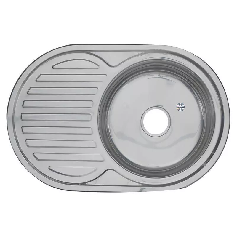 Мойка нерж врез 500г-770ш овал 0,6/180мм сифон Melana  124 tb *12