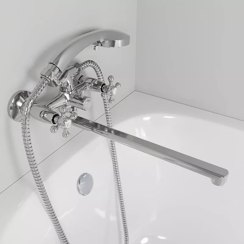 Смеситель для ванны крест плоский 35см Avrora Vesta AV2130