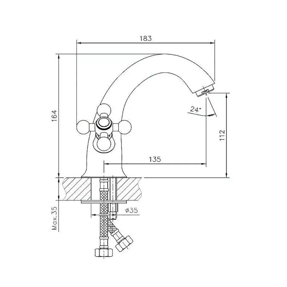 Смеситель для раковины крест 13см Хайба HB1019