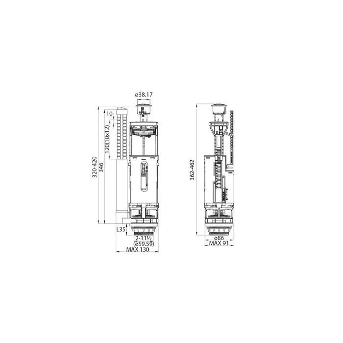 Арматура  д/бач IDDIS F012400-01К 2-ур,типА нижн/п F012400-01K