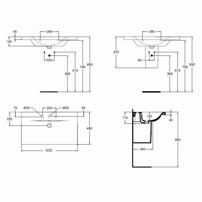 Раковина IDEAL Standard Connect Нью 600мм E812901