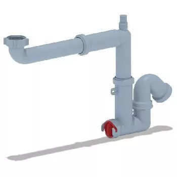 Сифон для мойки 1&quot1/2-40 смещенный с отводом без выпуска серый АНИ Пласт F5320