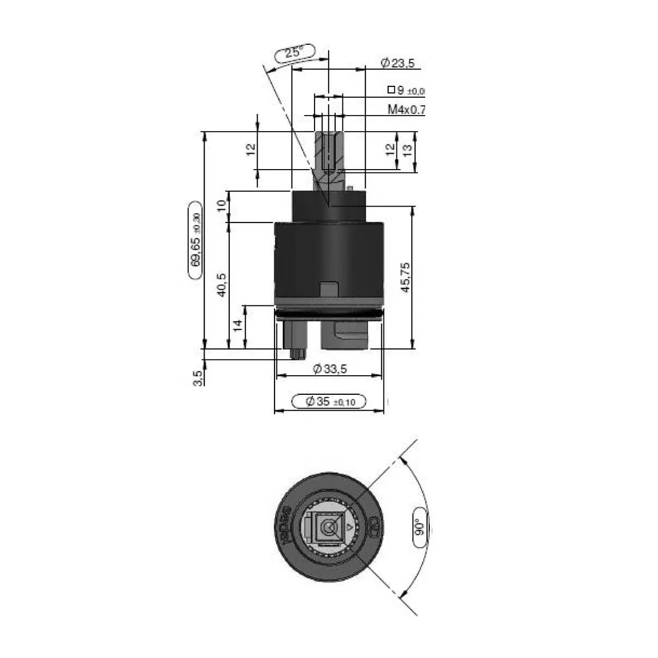 Картридж LEMARK  35мм. керам. удлиненный LM8504P-BL