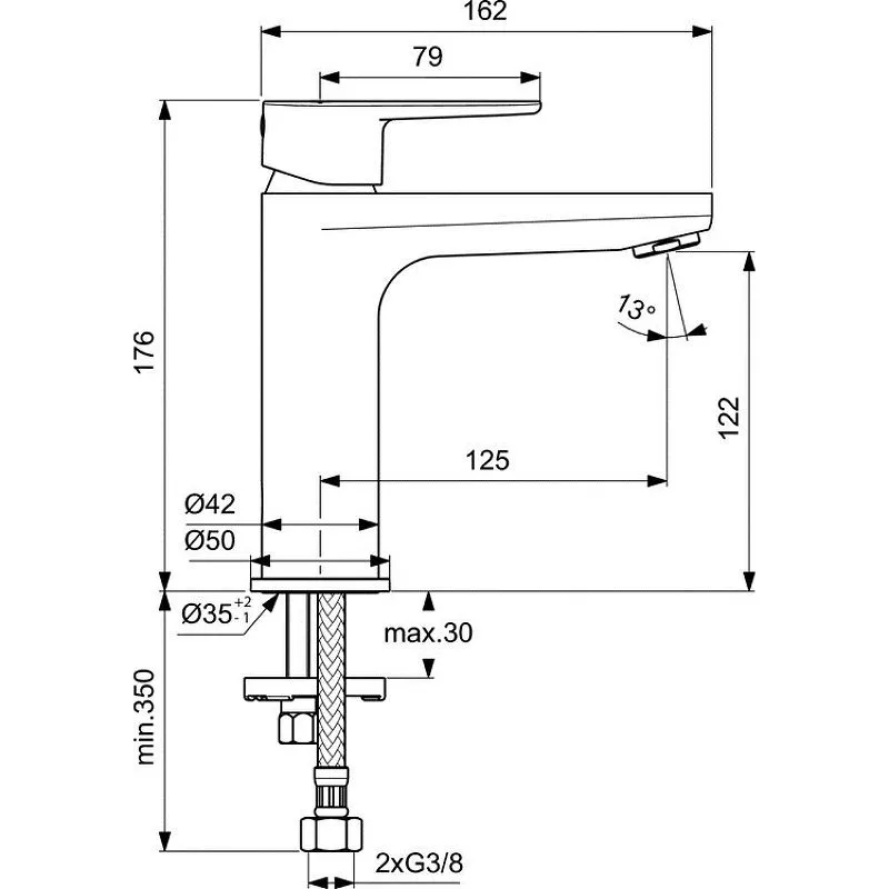 Смеситель для раковины 14см черный Ideal Standard Cerafine O BC554XG