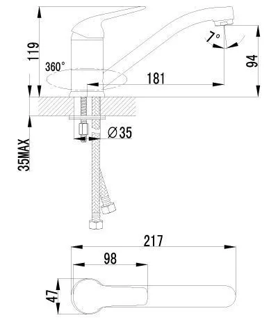 Смеситель для кухни 18см Lemark Plus Advance LM1204C