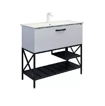 Тумба  90см 1ящ графит белый Comforty Бредфорд c раковиной Comforty 90E 00-00009955