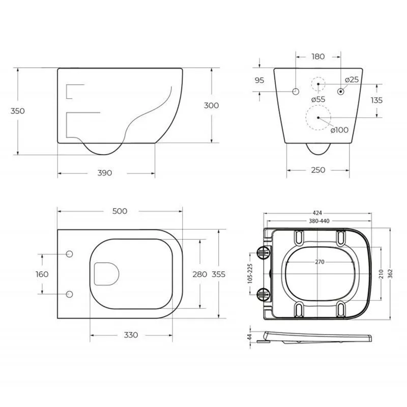 Унитаз подвесной безобод сид ДП м/л б/с BelBagno Alpina BB10100CHR+BB309SC