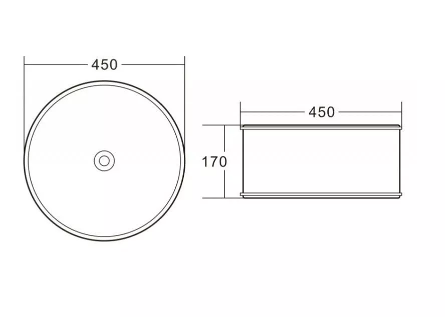 Раковина накладная 45см круг Belbagno BB1383