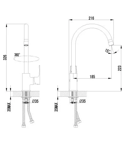 Смеситель для кухни поворотный высокий Lemark Plus factor LM1605C