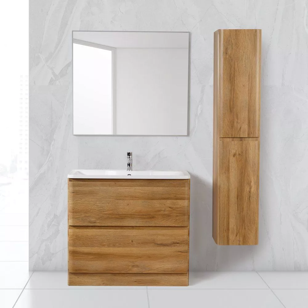 Тумба  80см 2ящ светлое дерево Belbagno Albano с рак BB800/455-LV-MR-ALR (Rovere Rustico) ALBANO-800-2C-PIA-RR + BB800/455-LV-MR-ALR