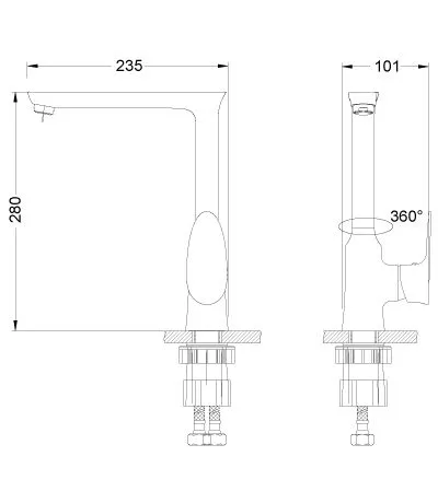 Смеситель для кухни высокий 19см Lemark Nero LM0205C