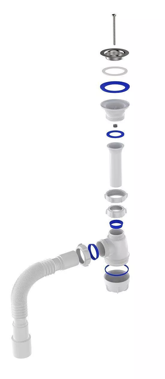 Сифон для мойки 1&quot1/2-40/50 с гофрой Aquant (большой стакан) S0115-35-MR