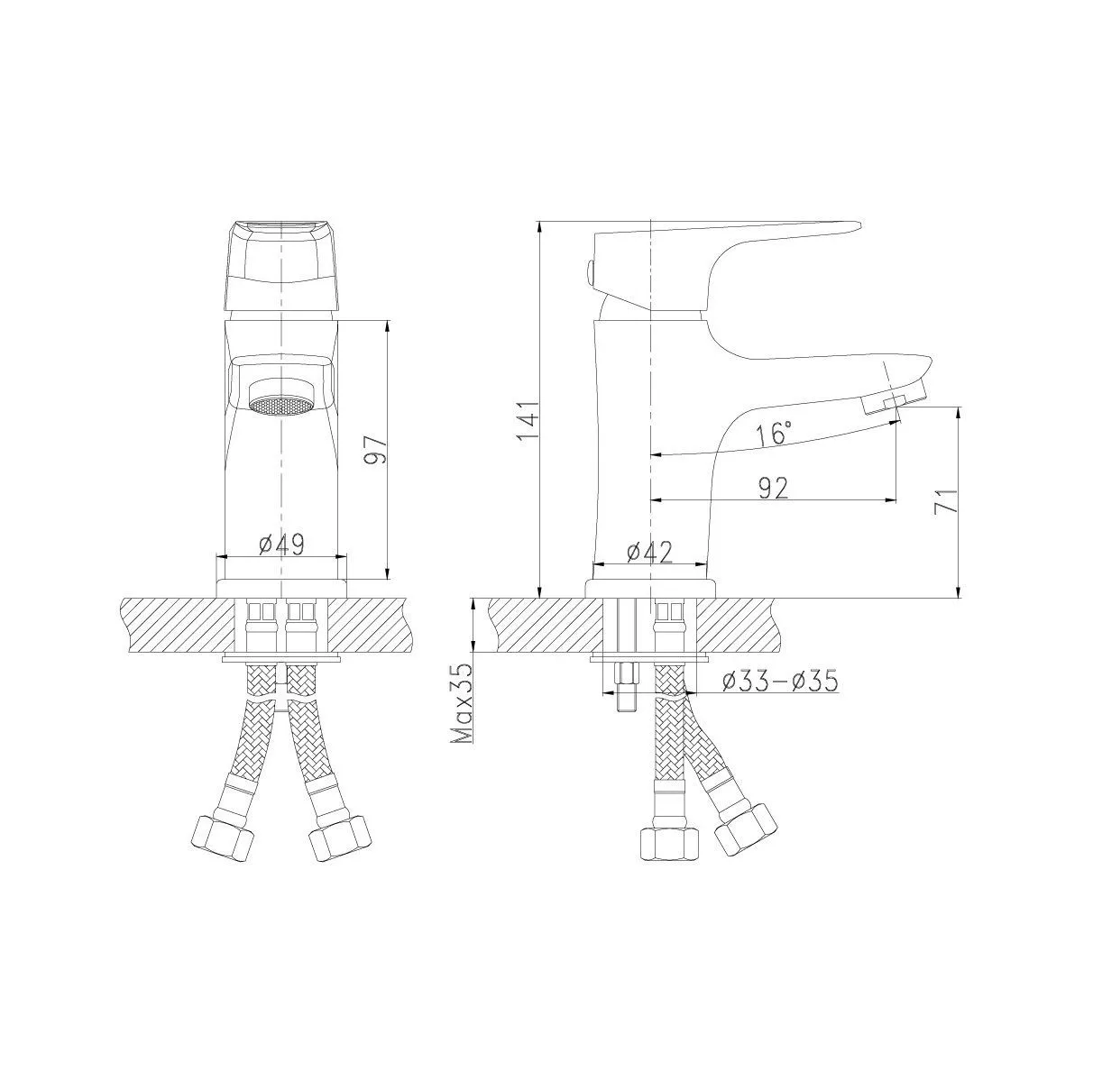 Смеситель для раковины 9см Россинка RS31-11