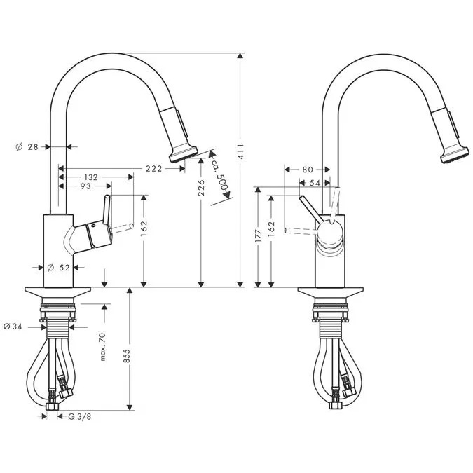 Смеситель для кухни Hansgrohe Talis S Variarc с выдвижным изливом 14877000