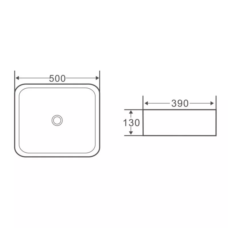 Раковина накладная 50/39см прямоуг Belbagno BB1304