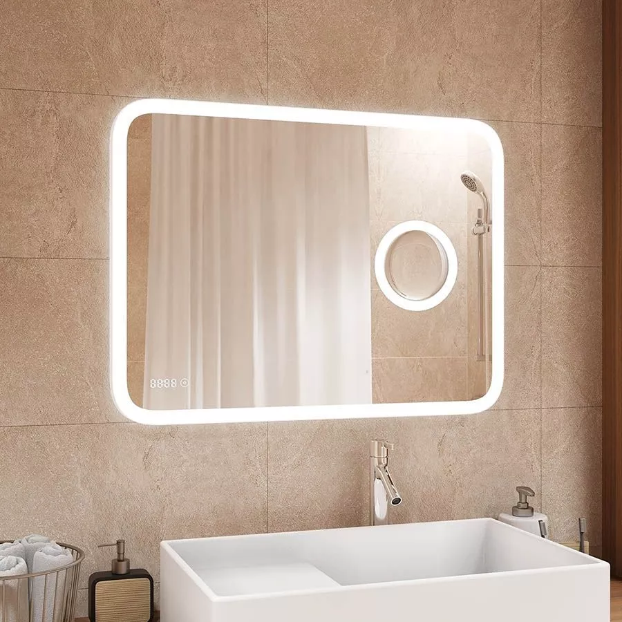 Зеркало 80ш-60в-3г свет сенсор часы увелич зеркало Континент Bliss LED ЗЛП429