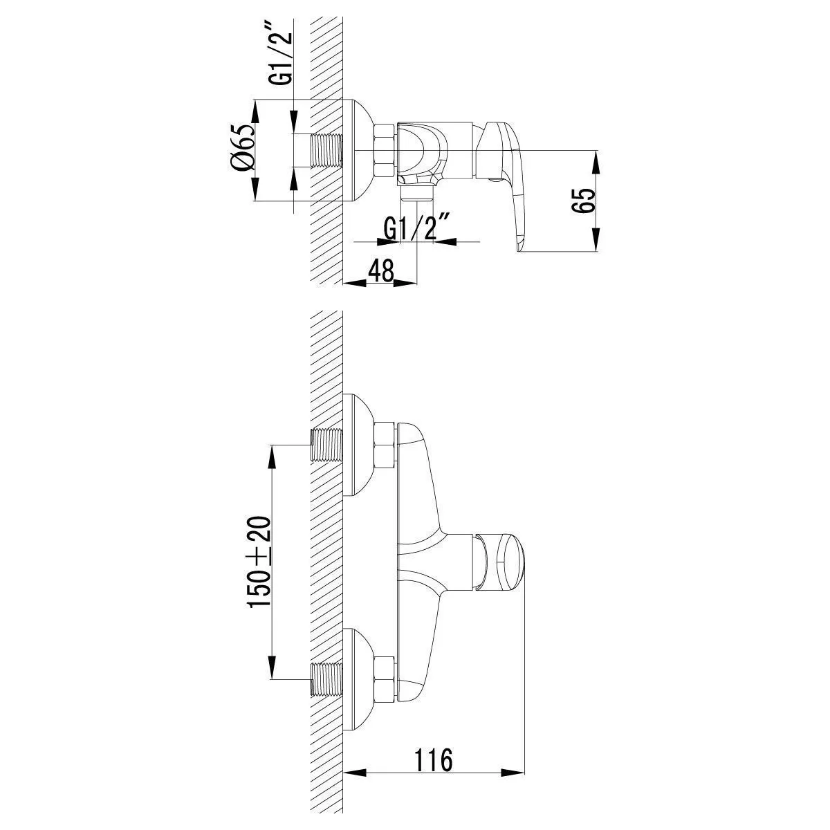 Смеситель с гиг душем настенный Lemark Pramen LM3318C