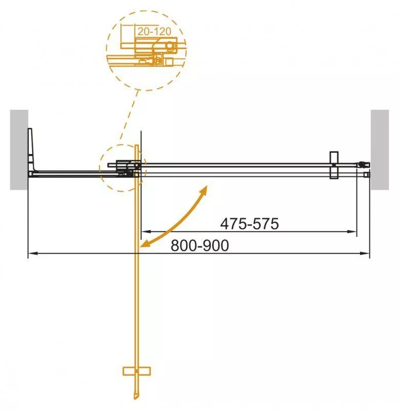 Душевая дверь в нишу 80/90-195 распашная 2сек прозрачное хром Cezares Slider SLIDER-B-1-80/90-C-Cr