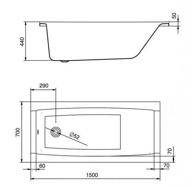 Ванна акрил 150-70 каркас с/п Сантек Санторини 1WH302497+1WH302499