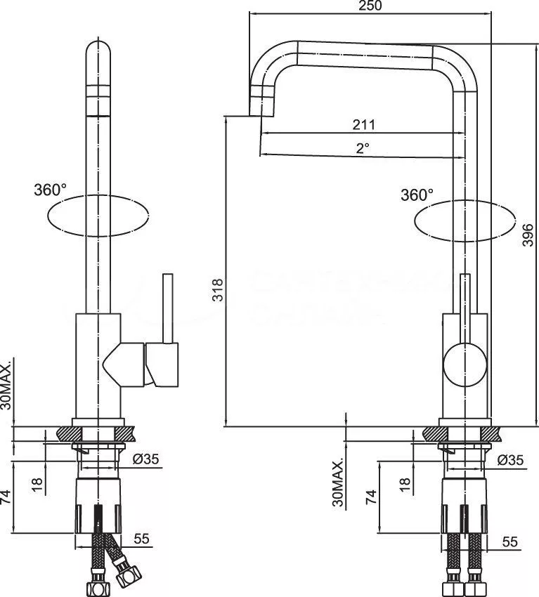 Смеситель для кухни 21см Iddis Kitchen Line K05STL0i05