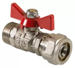 Кран шаровой с цангой 1/2x16 Н бабочка красная Valtec Base VT.341.N.1604