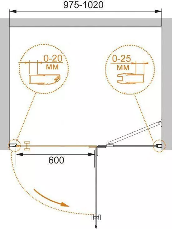 Дверь душевая CRYSTAL-S-60/40-C-Cr-R  CRYSTAL-S-60/40-C-Cr-R 