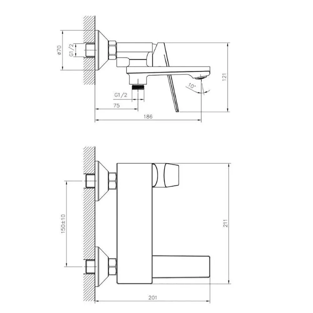 Смеситель для ванны короткий черный Belz B60533-7