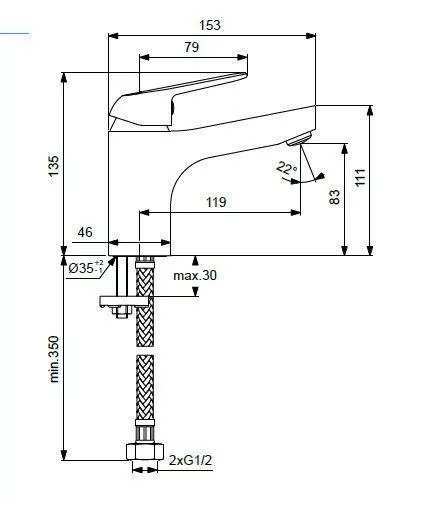 Смеситель для раковины 12см Vidima Fine Grande BA385AA