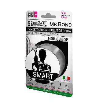 Лента самовулканизирующая  Pipal QuickSPACER Mr.Bond SMART (25,4*мм*3 м*0,5 мм) прозрачный 201250000