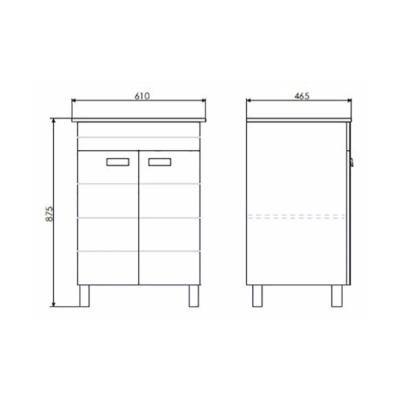 Тумба  60см 2дв белый матовый Comforty Модена М с рак Quadro 00-00001483	