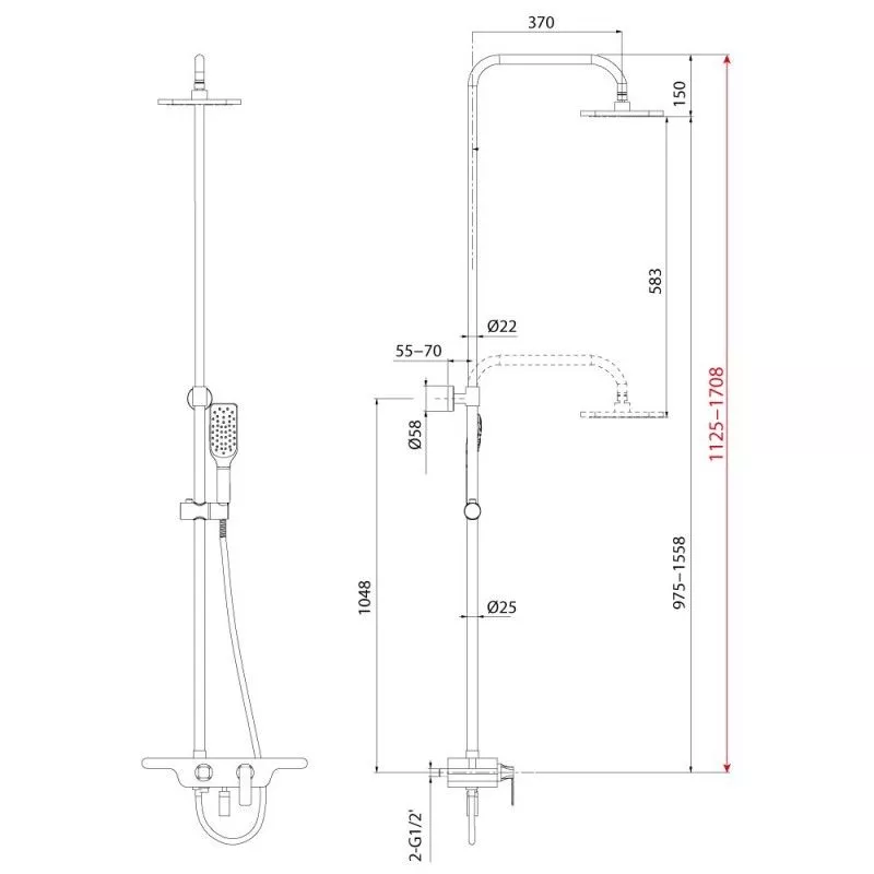 Душевая стойка излив тропич душ лейка квадрат белый/хром Lemark Tropic LM7006C