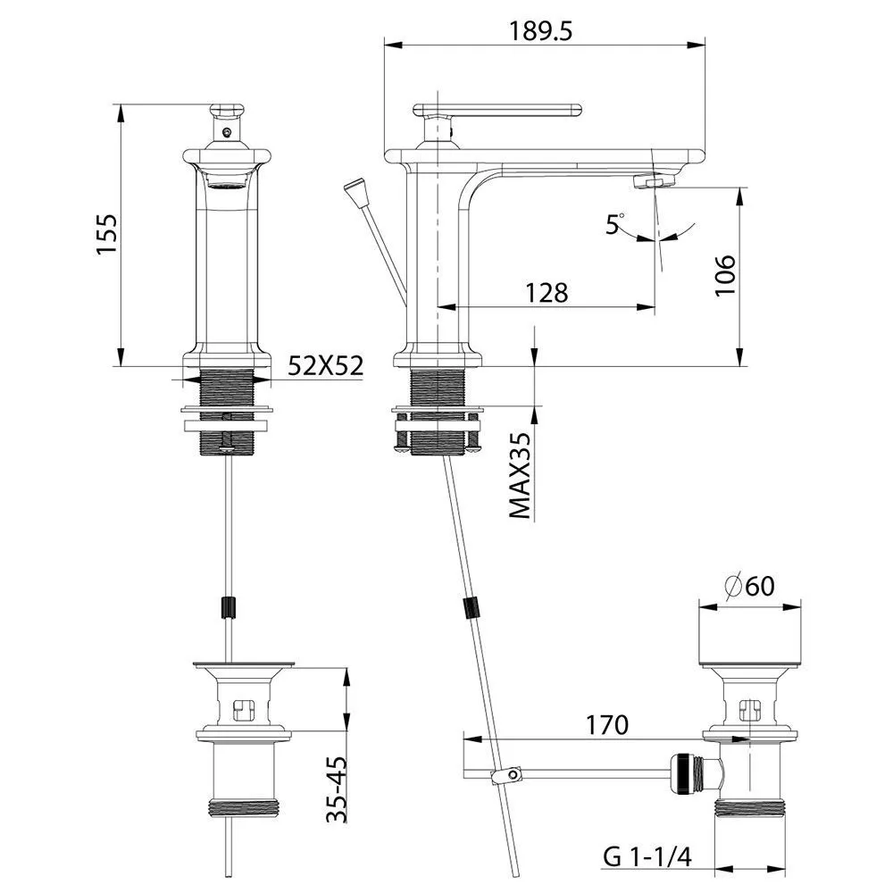 Смеситель для раковины 12см с д/к белый/золото Lemark Mista LM6406WG