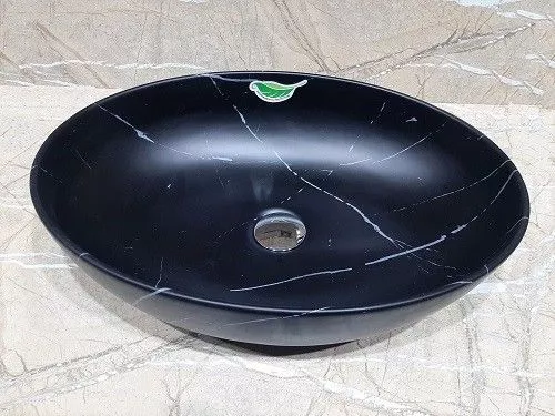 Раковина накладная 51/38см овал черная под камень CeramaLux 78166MBM Снято с производства 78166MBM