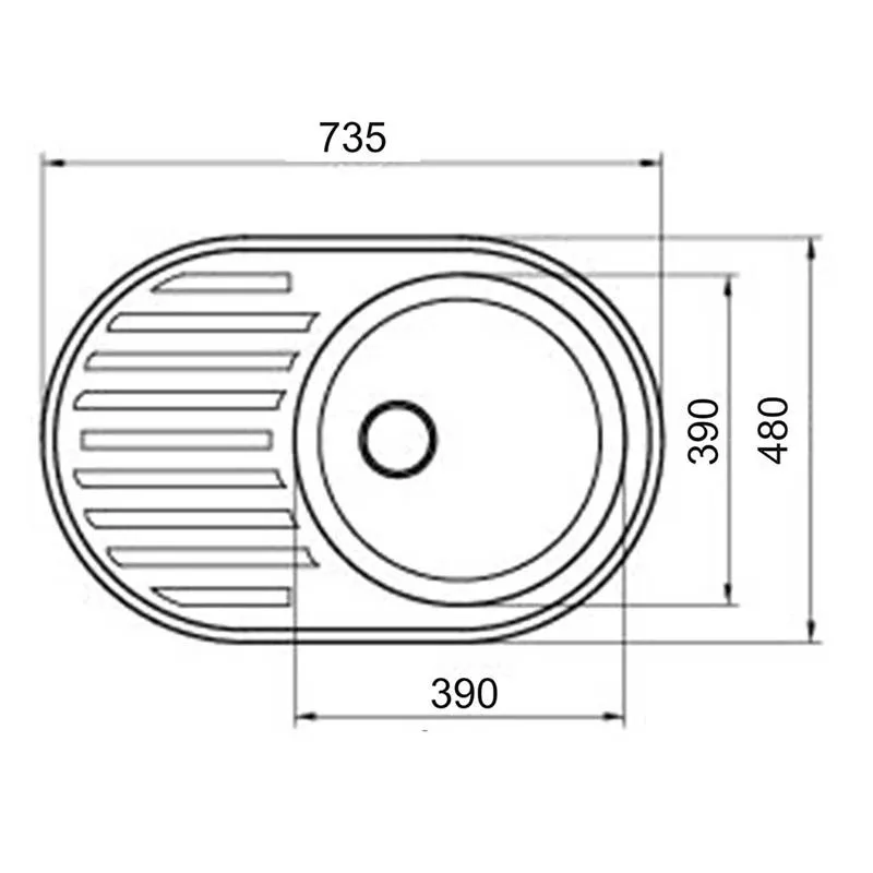 Мойка камень врез 480-735 овал 200мм шоколадный Mercury М03 М03