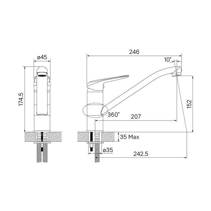Смеситель для кухни 20см Iddis Male MALSB00i05
