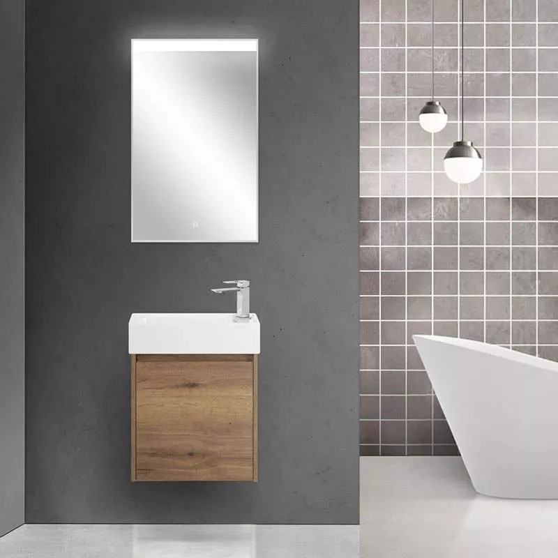 Тумба подвесная  50см 1дв светлое дерево Belbagno Kraft с рак 7045-KL (Rovere Tabacco) KRAFT MINI-500/260-1A-SO-RT-R + 7045-KL