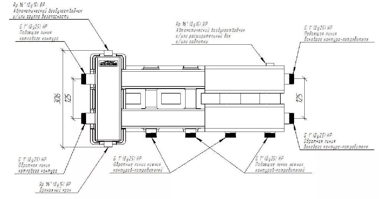 Балансировочный коллектор BM-60-3D.EPP c термоизоляцией Gidruss BM-60-3D.EPP