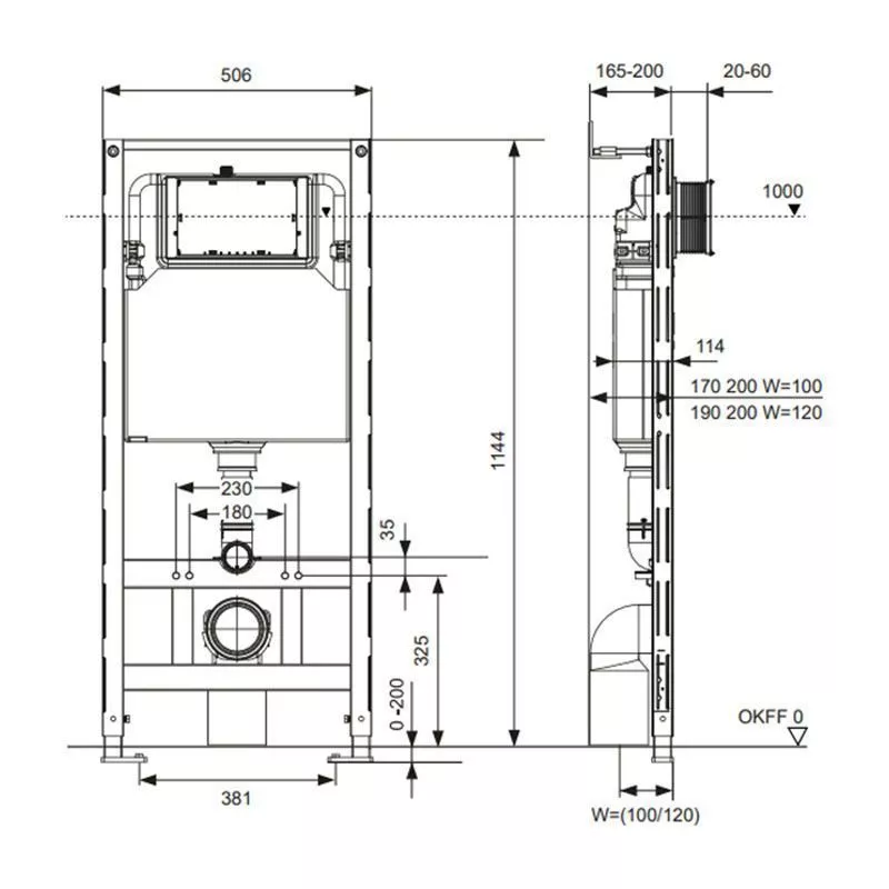 Инсталляция для унитаза 50см кнопка белый глянец/хром TECEspring Profil S300300+9940203